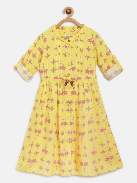 

Bella Moda Girls Yellow Geometric Printed Shirt Dress