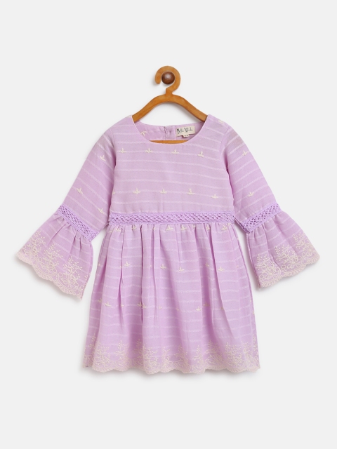 

Bella Moda Girls Lavender & White Striped A-Line Dress
