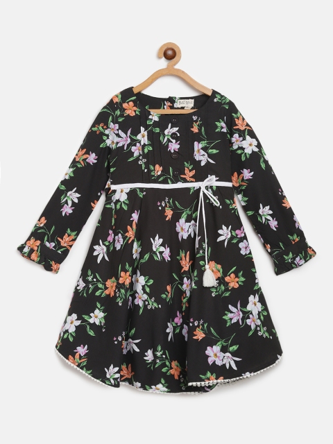 

Bella Moda Girls Black & White Floral Print Fit and Flare Dress