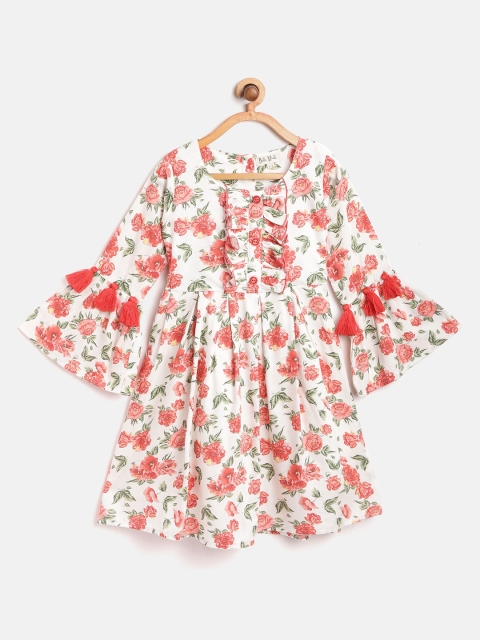 

Bella Moda Girls White & Red Floral Print Fit & Flare Dress