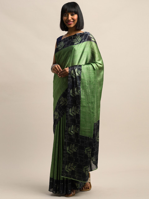 

Mirchi Fashion Green & Black Poly Chiffon Checked Saree