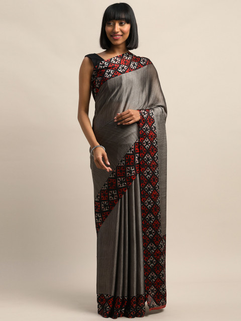 

Mirchi Fashion Grey & Black Poly Chiffon Block Printed Saree