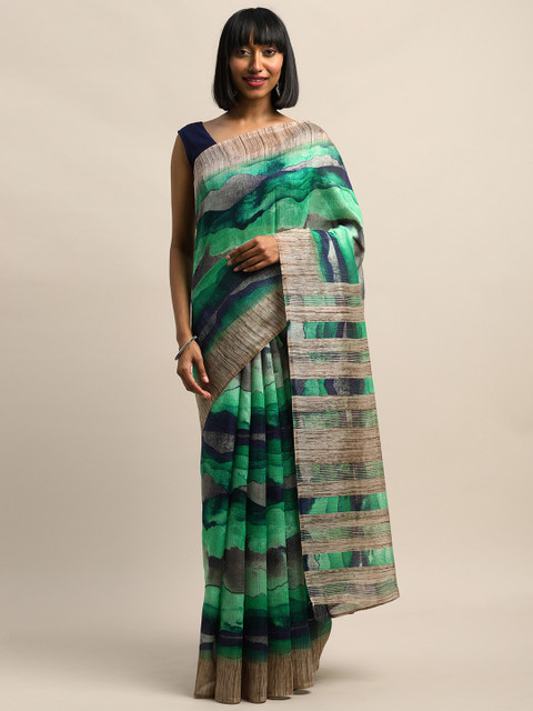 

Kalini Green & Blue Art Silk Printed Khadi Saree