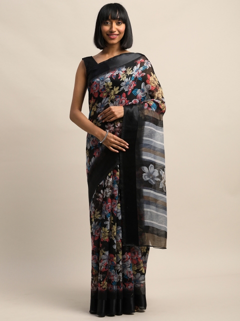 

Mirchi Fashion Black Polycotton Printed Bagh Saree