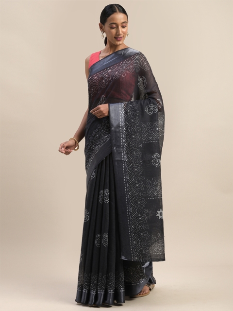 

Mirchi Fashion Charcoal Black Printed Bagh Saree