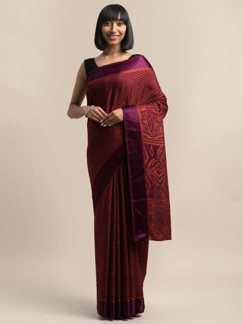 

Mirchi Fashion Purple & Gold-Toned Brasso Woven Design Saree