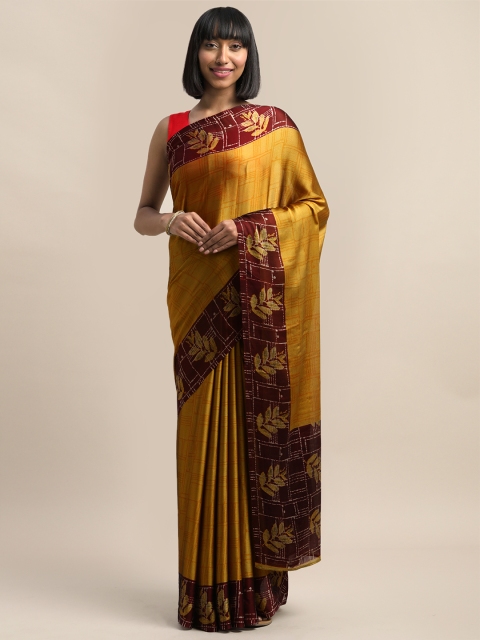 

Mirchi Fashion Mustard Yellow & Maroon Printed Saree