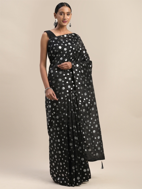

Mirchi Fashion Black & Silver-Toned Silk Blend Embellished Saree