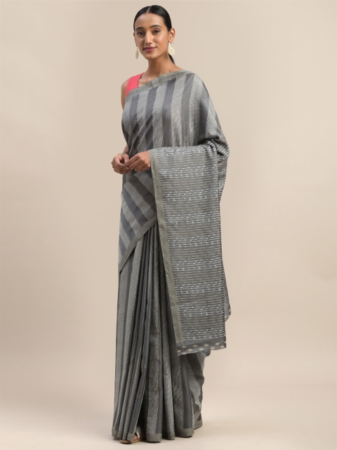 

Mirchi Fashion Grey & White Striped Manipuri Saree