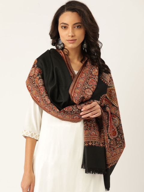 

Anekaant Women Black & Brown Ethnic Motifs Woven Design Shawl