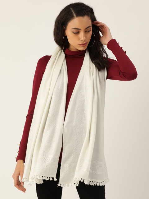 

Anekaant Women White Solid Stole