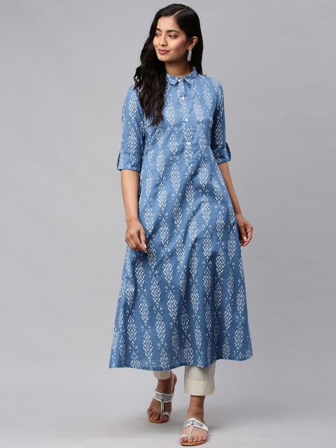 

AHIKA Women Blue Printed A-Line Kurta