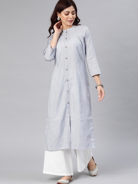 

AHIKA Women Blue Solid Straight Kurta