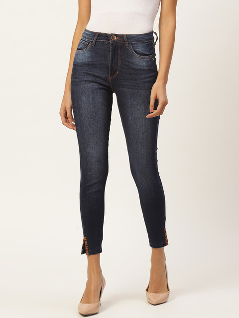 

Xpose Women Navy Blue Slim Fit High-Rise Clean Look Stretchable Cropped Jeans