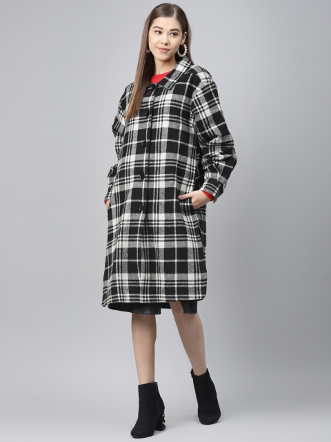 

SCOUP Women Black & White Checked Tailored Jacket