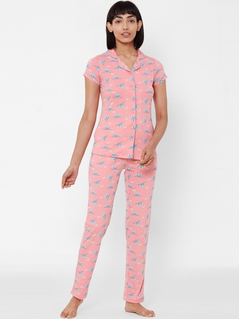 

Sweet Dreams Women Pink & Blue Printed Night suit