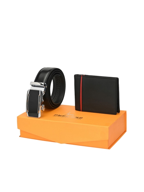 

Pacific Gold Men Black Solid Genuine Leather Accessory Gift Set
