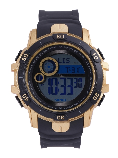 

Skmei Men Black & Gold-Toned Digital Watch 1480