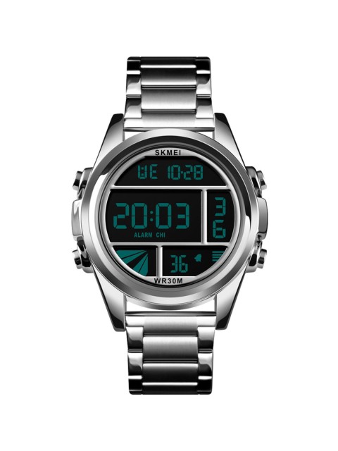 

Skmei Men Silver-Toned & Black Digital Watch 1448