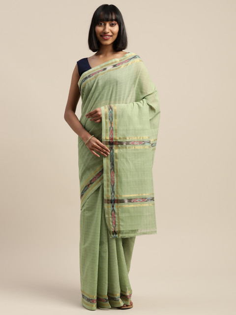 

APCO Green Striped Pure Cotton Sustainable Saree