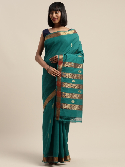 

APCO Teal Green & Gold-Toned Pure Cotton Woven Design Sustainable Saree