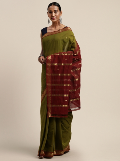 

APCO Green Solid Pure Cotton Saree