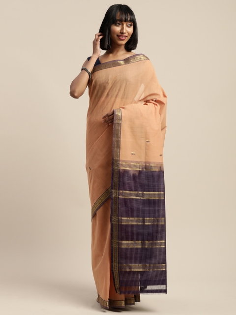 

APCO Beige & Purple Pure Cotton Woven Design Sustainable Saree