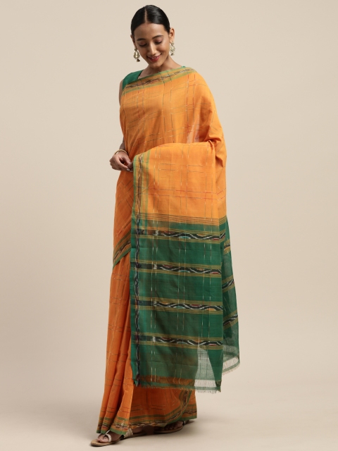 

APCO Yellow & Green Pure Cotton Checked Sustainable Saree