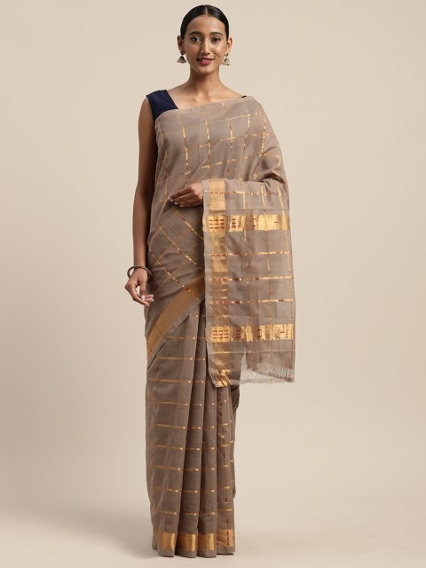 

APCO Grey Pure Cotton Checked Sustainable Saree