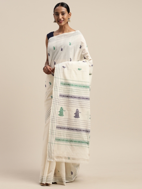 

APCO White Pure Cotton Woven Design Sustainable Saree