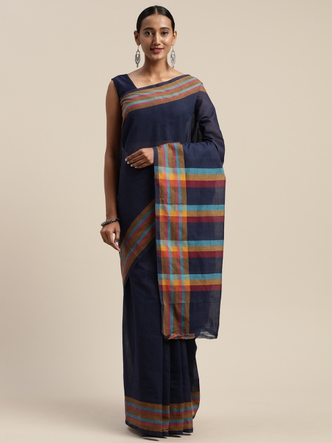 

APCO Navy Blue Pure Cotton Solid Narayan Peth Sustainable Saree