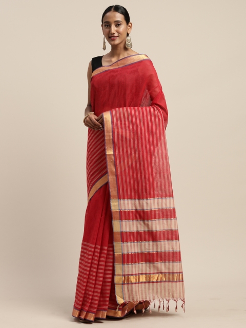 

APCO Red Pure Cotton Striped Mangalagiri Sustainable Saree