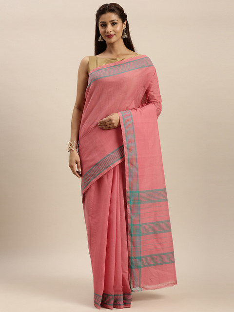 

APCO Pink Pure Cotton Solid Narayan Peth Saree