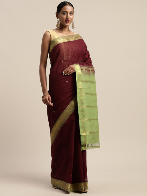 

APCO Maroon Solid Pure Cotton Sustainable Saree