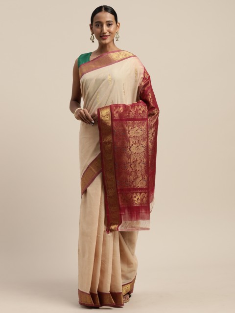 

APCO Beige Woven Design Pure Cotton Sustainable Saree