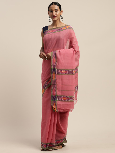 

APCO Pink & Multicoloured Pure Cotton Solid Sustainable Saree