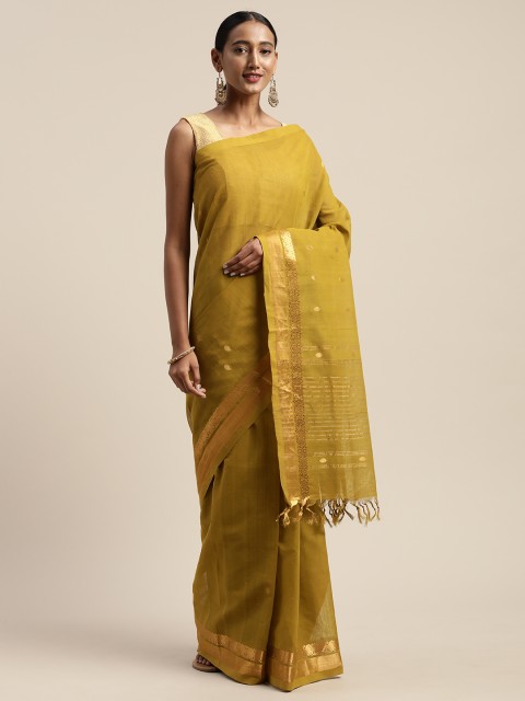 

APCO Olive Green Woven Design Pure Cotton Sustainable Saree