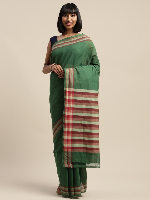 

APCO Green & Maroon Pure Cotton Solid Narayan Peth Sustainable Saree