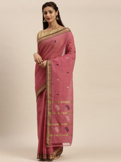 

APCO Pink Woven Design Pure Cotton Sustainable Saree