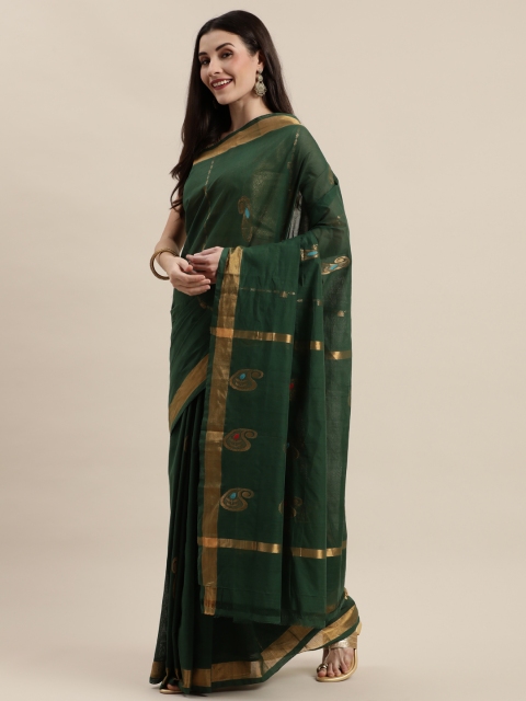 

APCO Green & Golden Pure Cotton Woven Design Saree