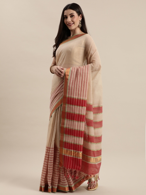 

APCO Off-White Pure Cotton Checked Mangalagiri Sustainable Saree