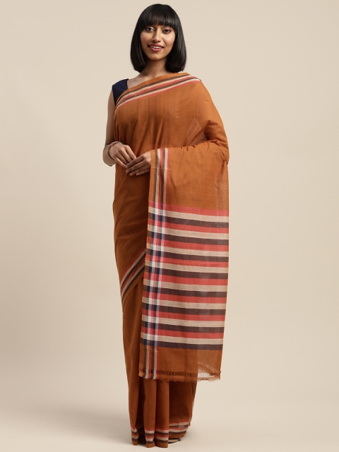 

APCO Brown & Pink Pure Cotton Solid Sustainable Saree
