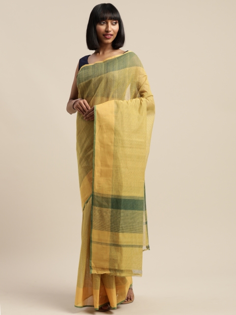 

APCO Yellow & Green Pure Cotton Striped Sustainable Saree