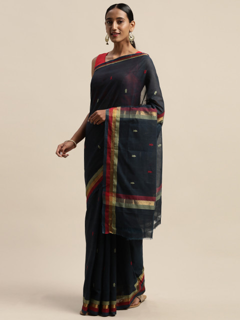 

APCO Navy Blue Pure Cotton Solid Narayan Peth Sustainable Saree