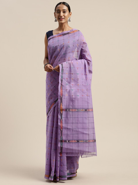 

APCO Purple Pure Cotton Checked Sustainable Saree