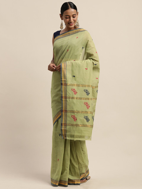 

APCO Green & Golden Pure Cotton Woven Design Sustainable Saree