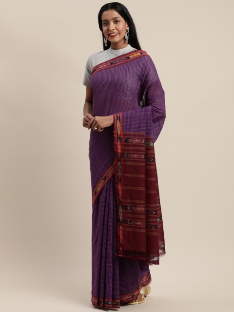 

APCO Purple & Maroon Pure Cotton Checked Sustainable Saree