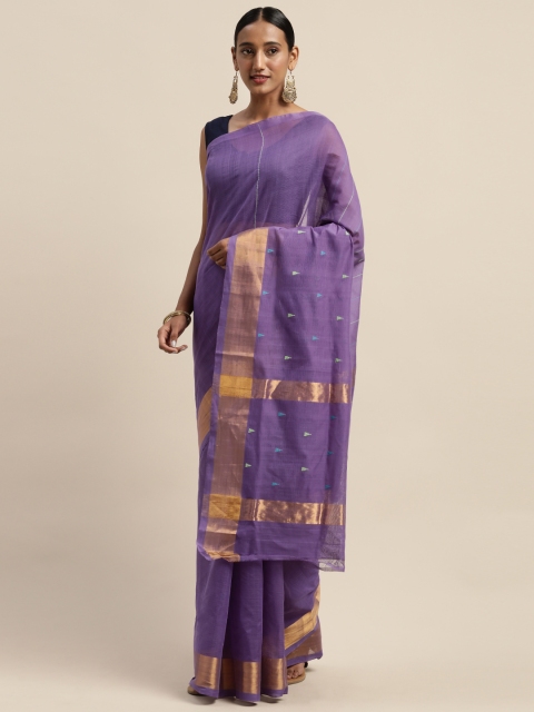 

APCO Violet & Golden Pure Cotton Solid Sustainable Saree
