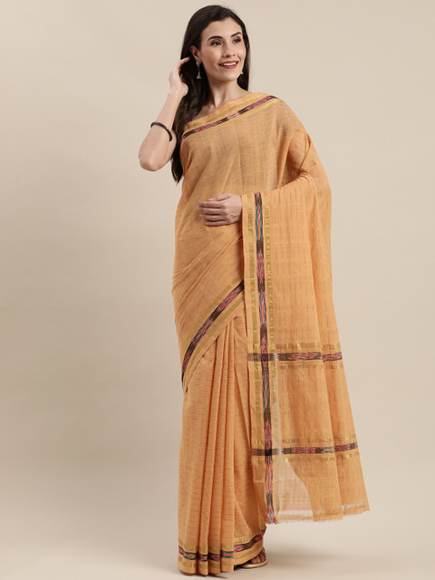 

APCO Beige Striped Pure Cotton Sustainable Saree