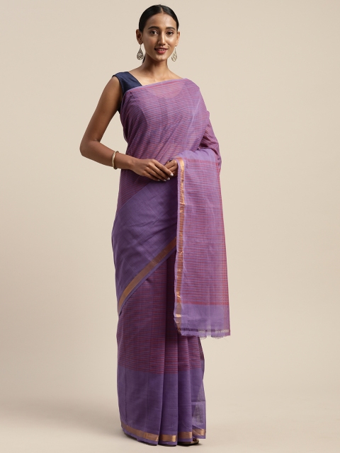 

APCO Purple & Maroon Pure Cotton Striped Sustainable Saree